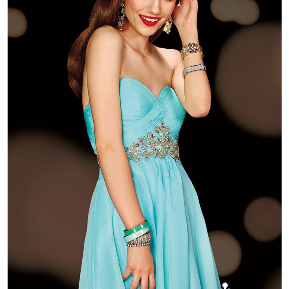 Alyce Paris Strapless, backless Blue Dress NWT